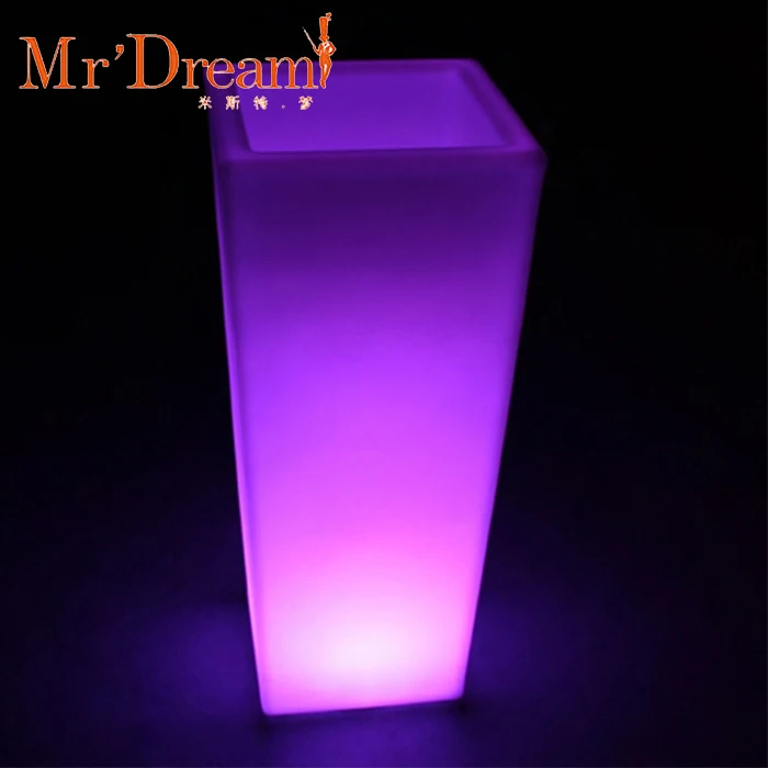 Foshan Wholesale Rectangular Hotel Garden Decorative Plastic Lighting Led Flower Pot