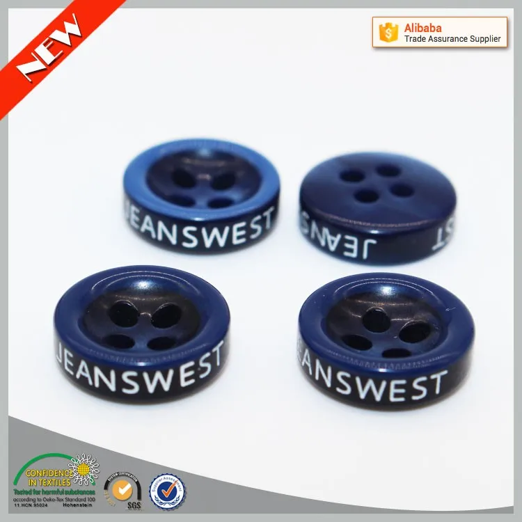 
custom brand name fancy 4 hole plastic button 