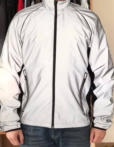 Высокопрочная полиэфирная Серебристая светоотражающая ткань для куртки