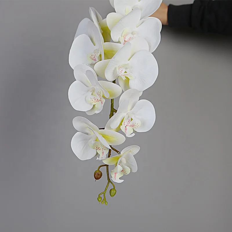Hot sale artificial flowers 9 heads simulation white orchid for home decoration wedding occasion