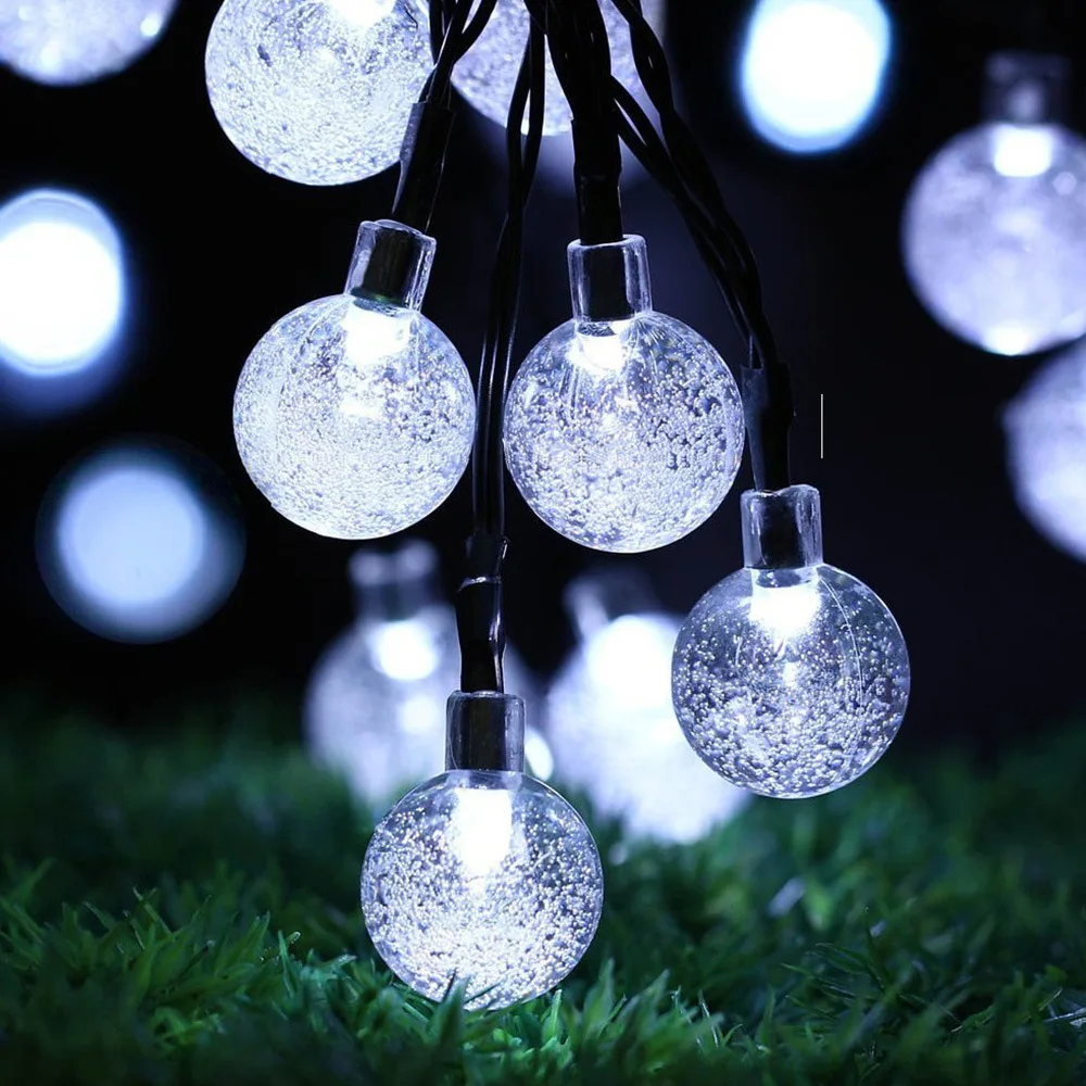 Led Glass Christmas Ball String Lights Solar Powered  For Christmas Tree Decorations