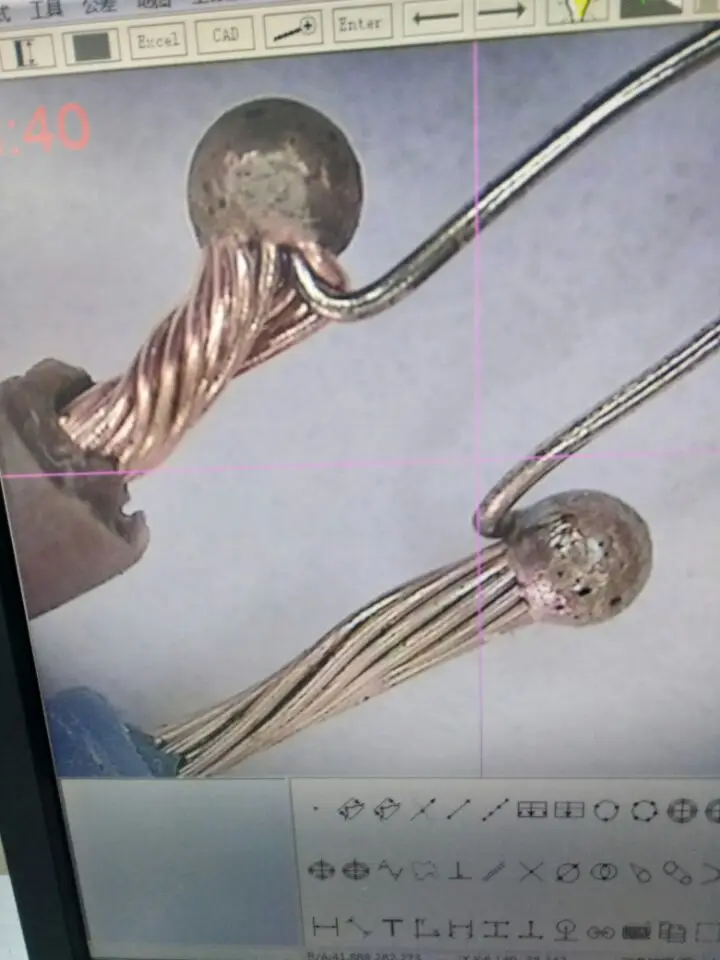 Platinum wire resistor unit and multi strand copper wire spot welding