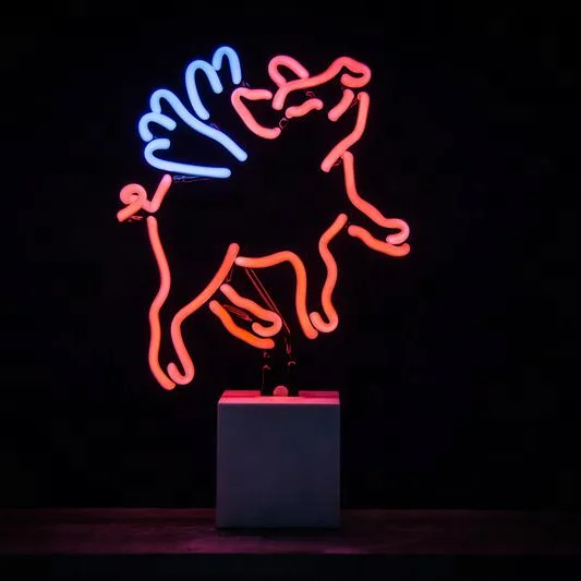 Oem factory amazon china suppliers 12VDC custom logo neon sculpture glass neon light custom bunny neon desk top lamp