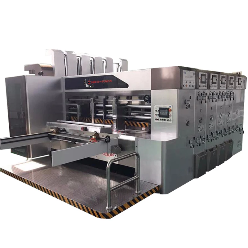 hrb Fully automatic flexo printing slotting die cutter with folder gluer bundler machine