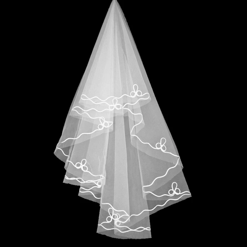 
Hot Sell Wholesale Elegant Appliques Long Wedding Accessories Bride One Layer Lace Bride Veil 