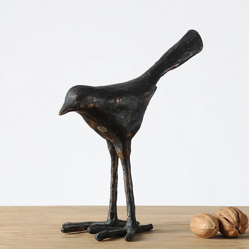 Table Decoration Bronze Textured  Abstract Bird Sculpture Resin