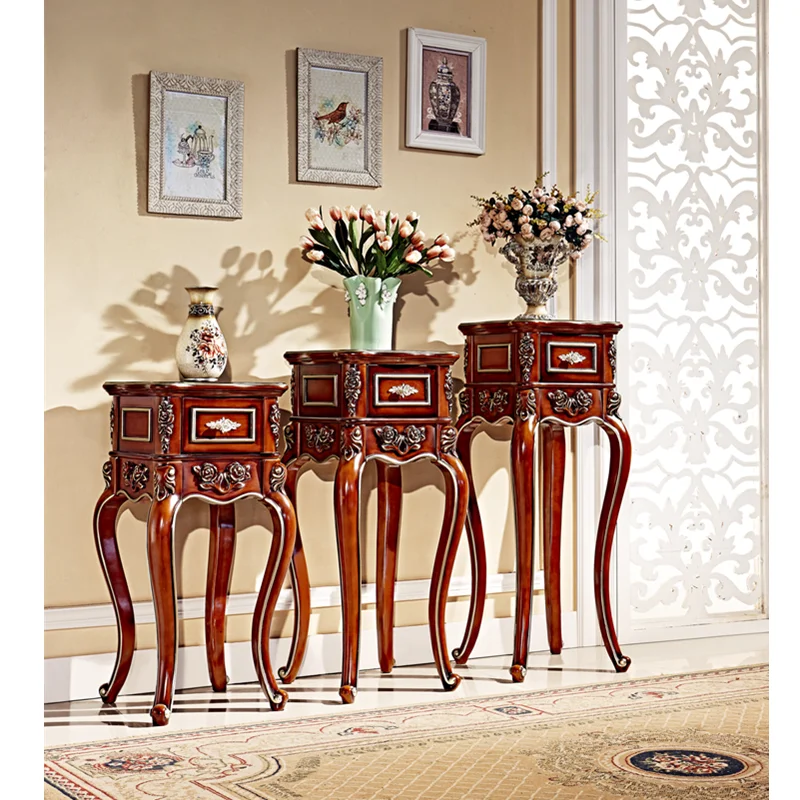 American antique brown color marble dining table and chairs set