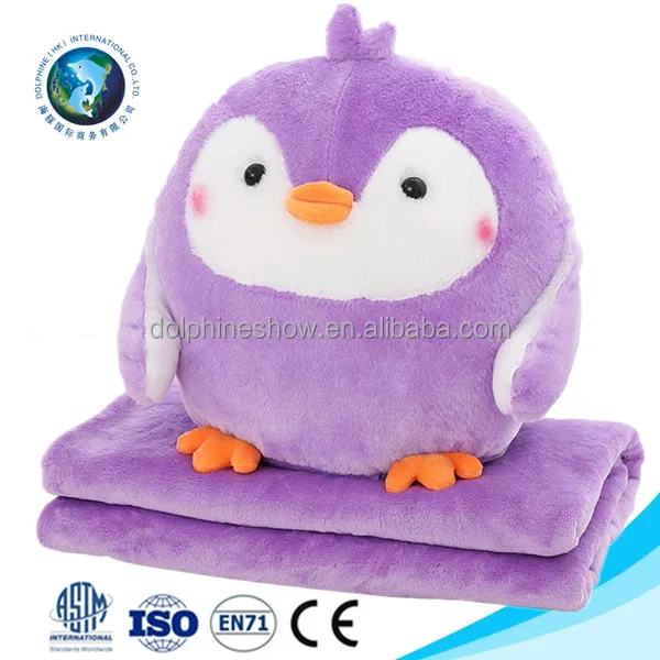 
Stuffed Plush Animal Pillow Blanket For Kids Cheap Custom Soft Plush Yellow Chick 2 in 1 Pillow Coral Fleece Baby Blanket 