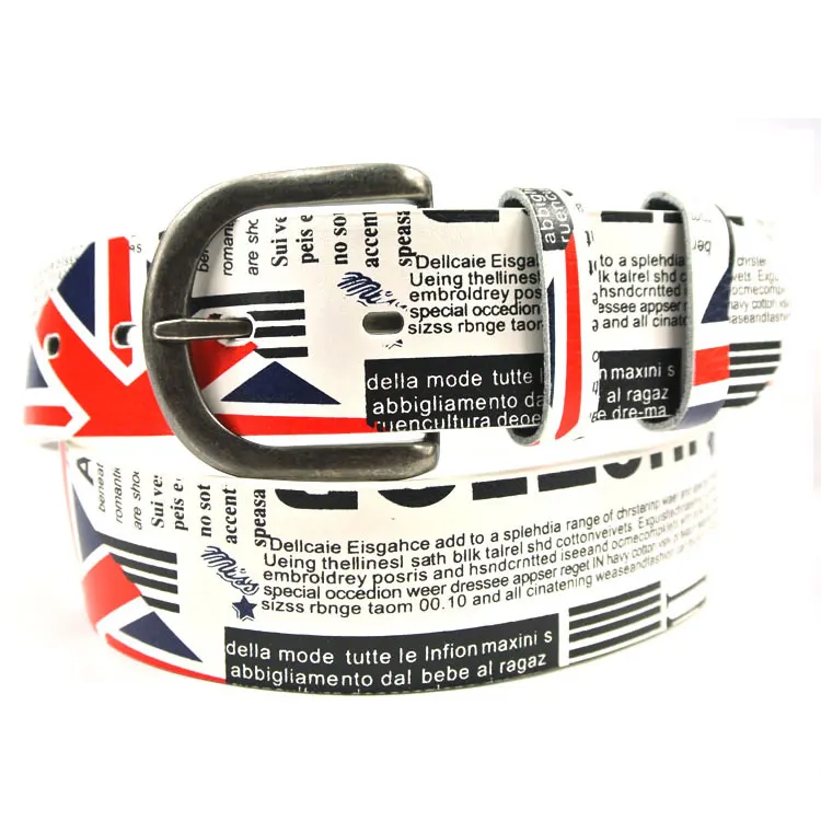 Fashionable Star Letter Print Pu Leather Men Custom Printed Belts