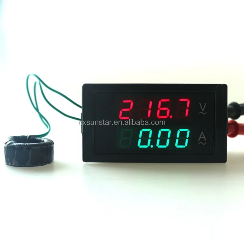 Dual Digital LED Voltmeter Ammeter AC80-300V 100A Voltimetro Ampere Panel Current Tester Red Green Display