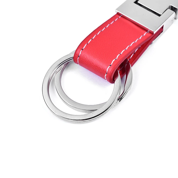 Custom leather key chain metal clip, metal keychain clips leather