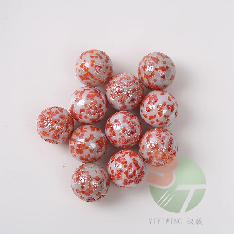 100pcs 16mm  red sesame seed white ceramics solid glass balls  1.6cm Decorative clear color solid glass marble christmas balls