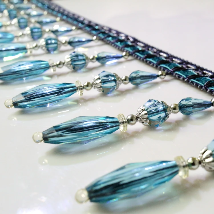 New Design Long Ribbon Beaded Fringe Trimming For Lampshade Or Home Decoration