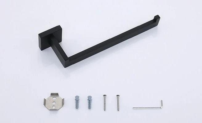 Premium Stainless Steel Matte Black Hand Towel Holder Heavy Duty Wall Mounted Square Hand Towel Ring Towel Bar for Bathroom