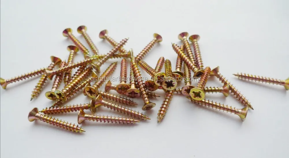 Yellow zinc platd chipboard screws DIN 7505