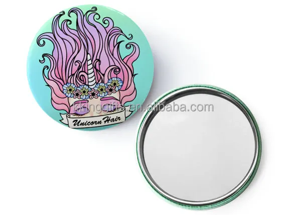 Anime heart shaped smile face princess hand mirror pocket with stand