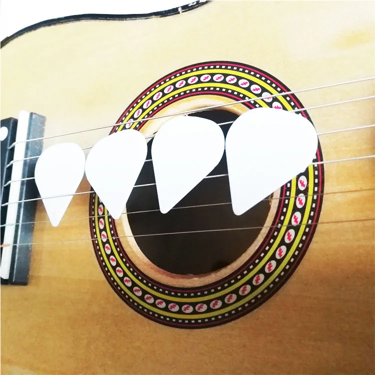 Blank White 1.0mm/1.2mm Derlin Pointed Triangle Shape Guitar Picks 26x30mm Point POM Guitar PIcks Customized Heavy Plectrum