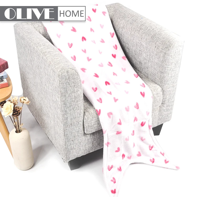 
Super soft design polyester wearable children printed love heart wholesale flannel baby mermaid tail blankets 