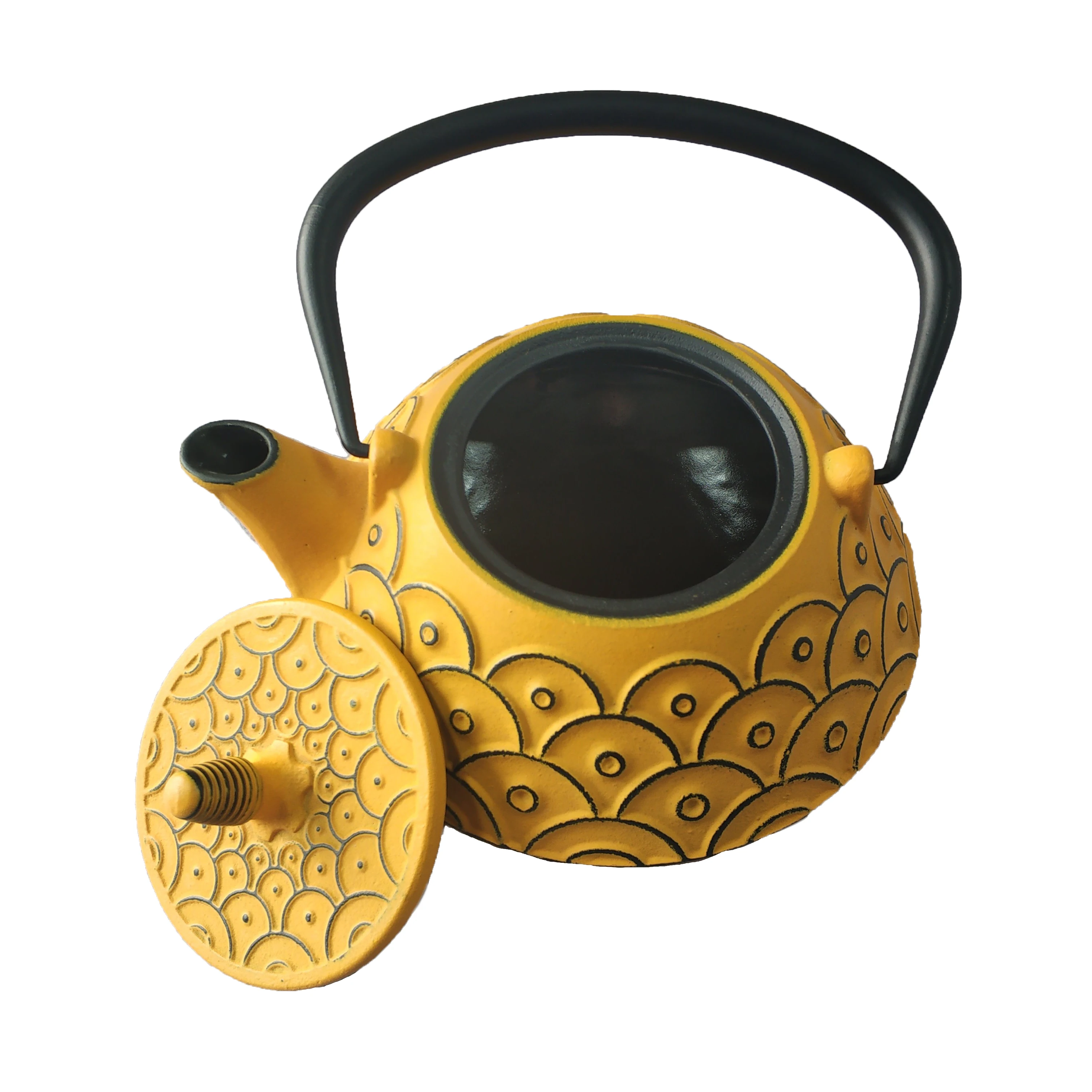 Yellow cast iron teapot enamel cast iron japanese teapot
