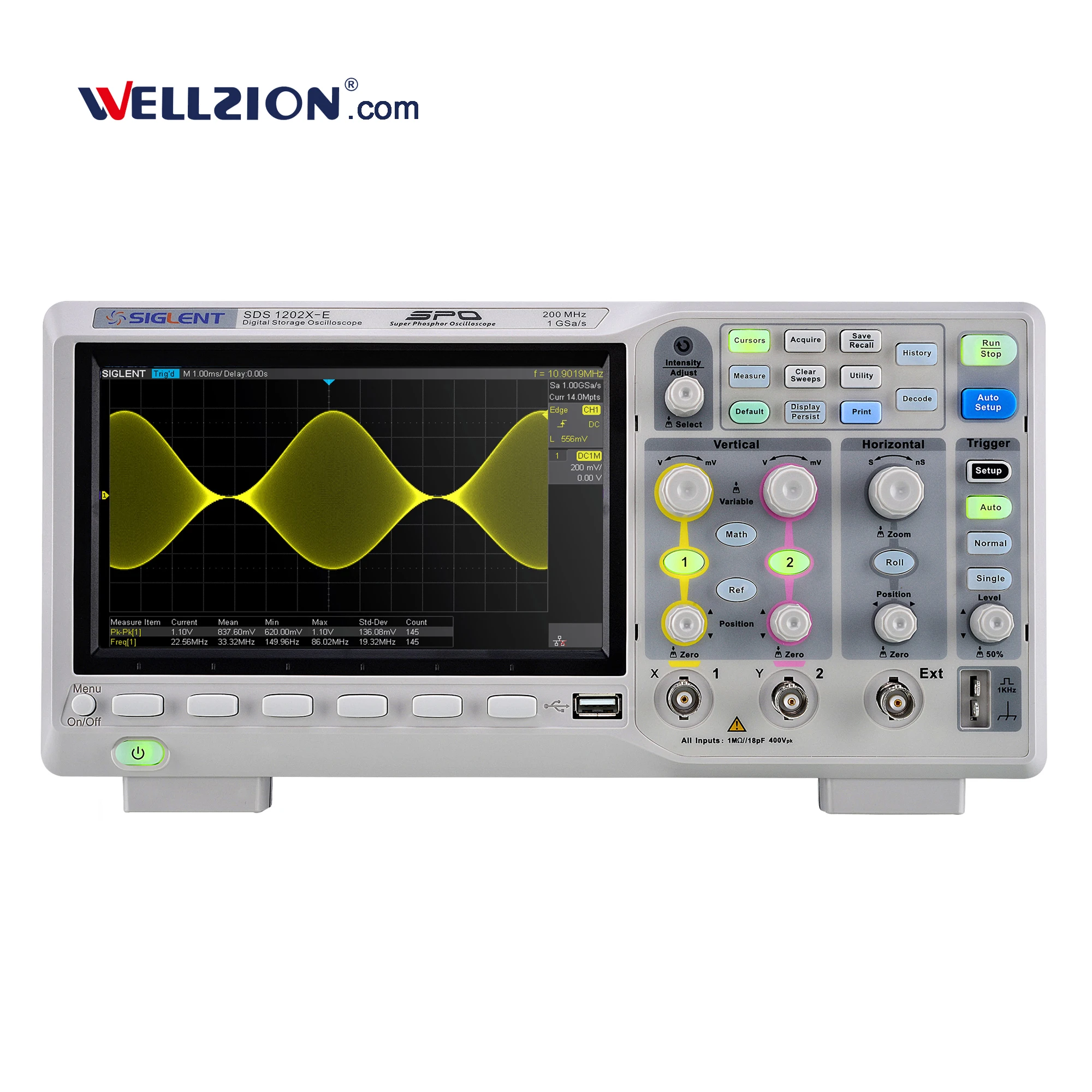  Siglent SDS1202X-E цветовая температура дисплея 100000 wfm/s 200 МГц цифровой