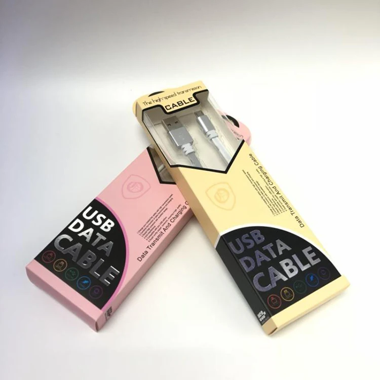 Оптовая продажа, индивидуальная печать, ПВХ, прозрачный Usb-кабель, блистерная упаковка, бумажная коробка