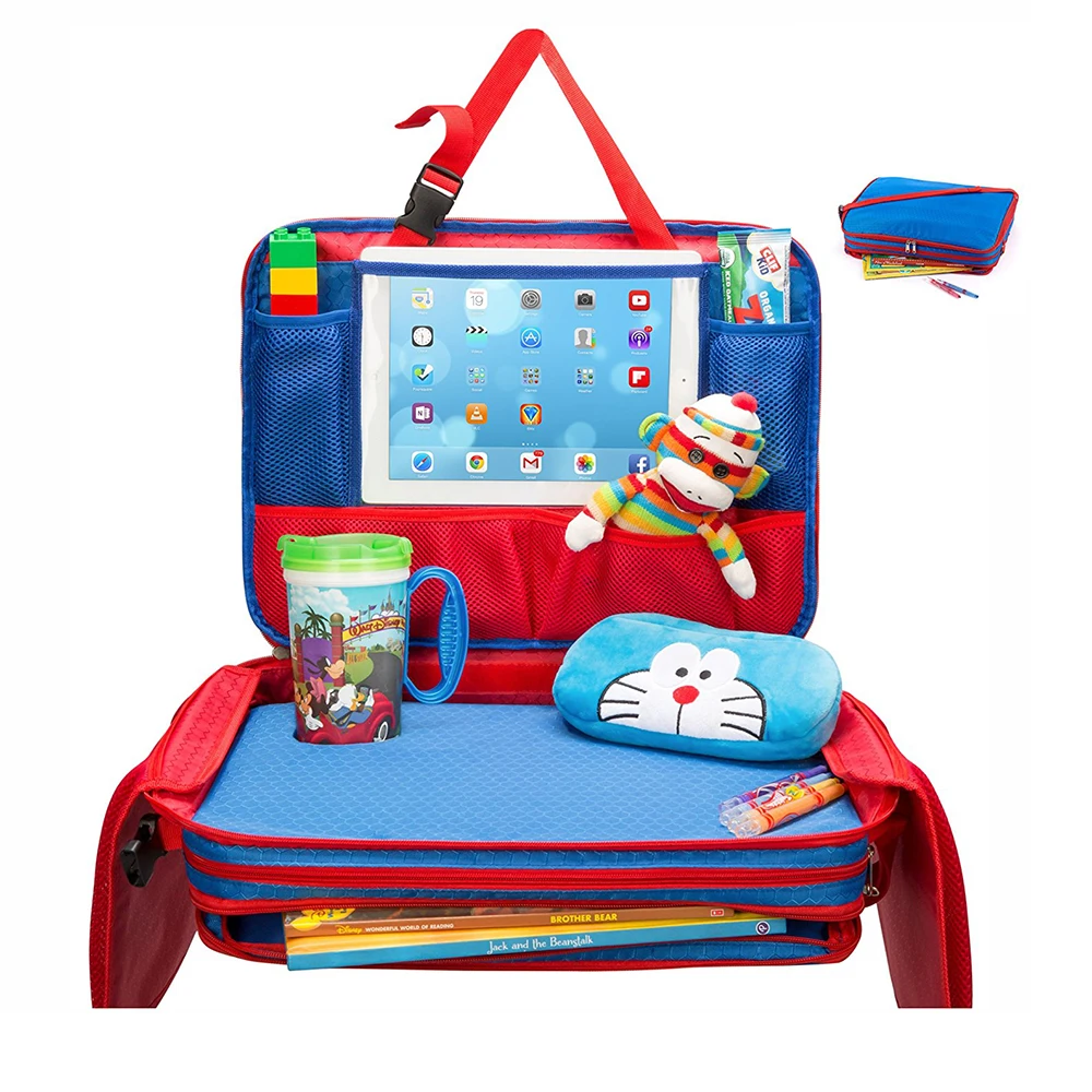 Дети играют лоток Организатор автомобиля и сумка 3 в 1 путешествия деятельности станции большого размера