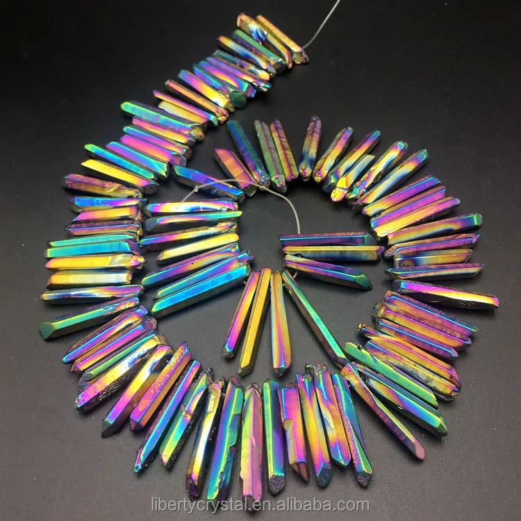 
Wholesale Rainbow Aura Bismuth Titanium Silicon Quartz crystal necklace 