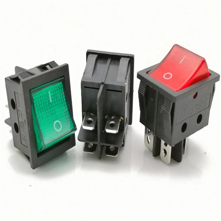 KCD4 16A ON OFF Double Pole 4 PIN Rocker Switch With 12V Light