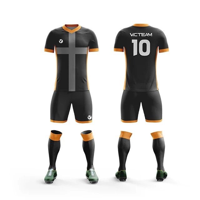 Wholesale Dark Blue Custom Youth Football Jersey, Moisture Wicking Polyester Soccer Futsal Uniform