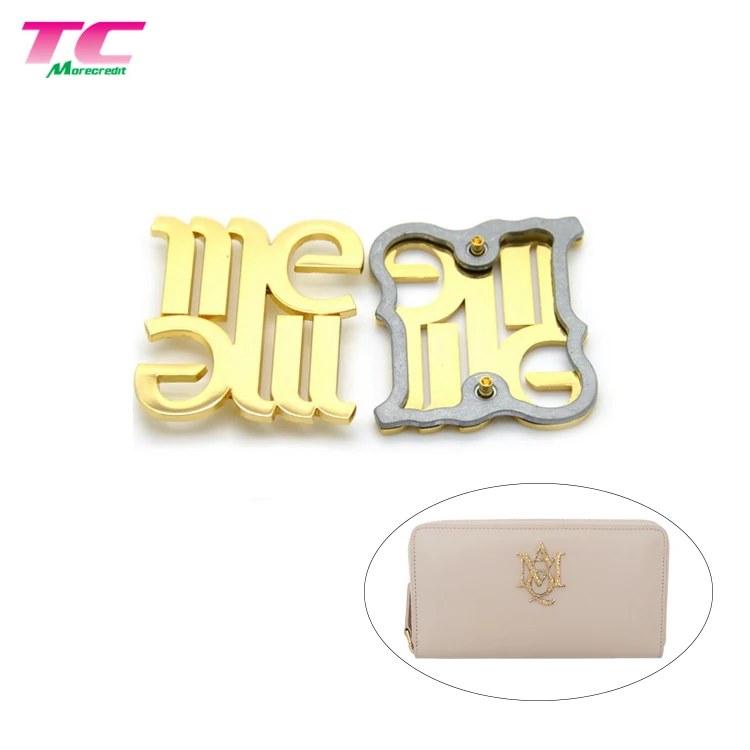 Flexible MOQ Cut Out 3D Metal Letters Logo Plate Metal Embossed Logo For HandBag Purse Wallet
