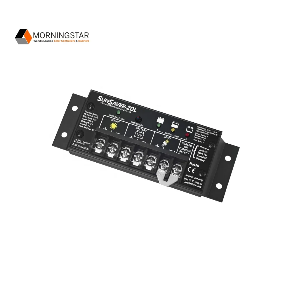 SS-20L-12 Morningstar SunSaver Solar Charge Controller with Low Votage Disconnect Protection
