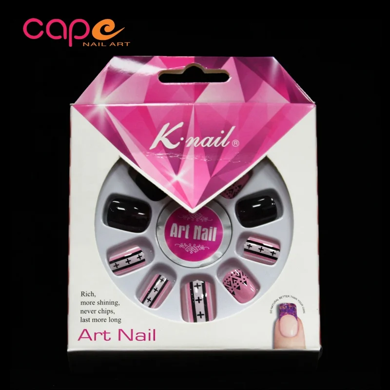 Nails Salon Professional Products Pink And Black Round Nail
