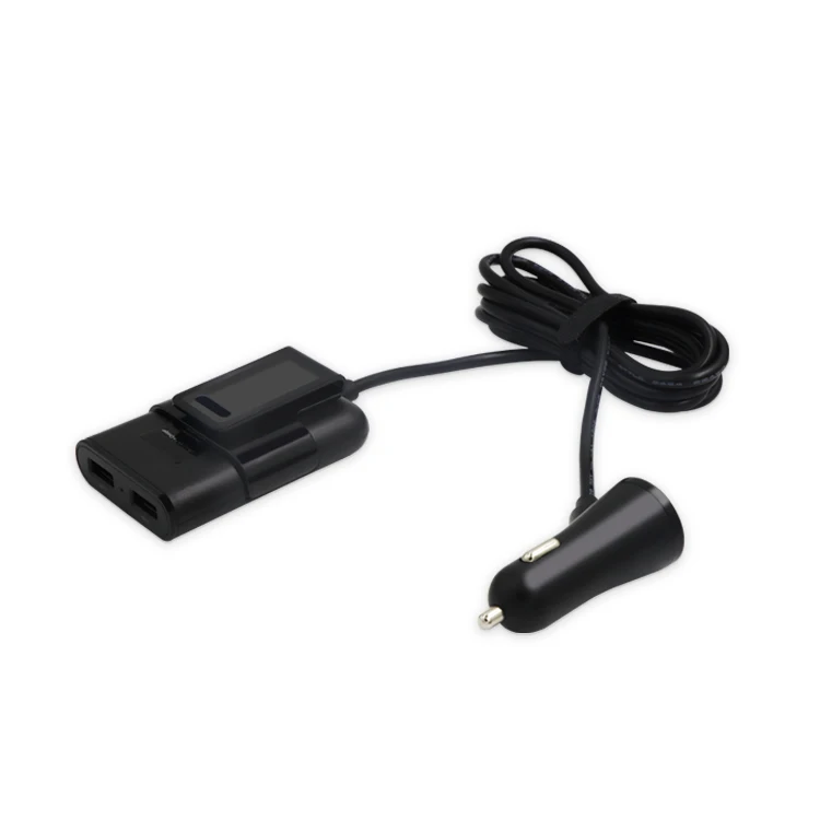 
mobile phone use 4 port 9.6A front and back seat car charger with 1.8 meter dual hub cable for Android/IOS smartphone 