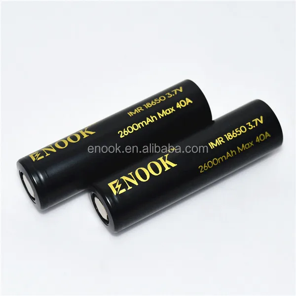 
New product China supplier of Enook 18650 2600mAh 40A 3.7V rechargeable li-mn battery for 3.7v nicd battery pack 