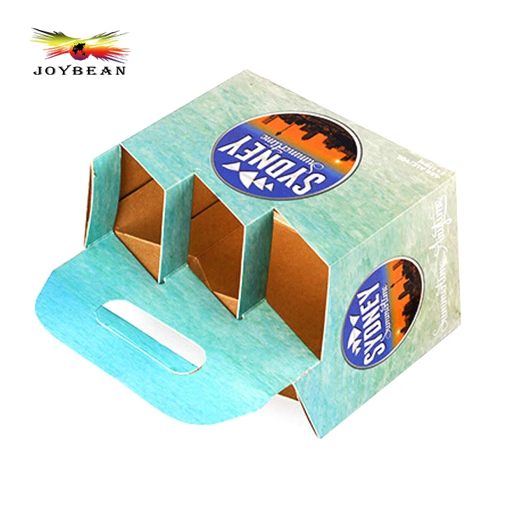 Elegant design 4 pack bottle beer carrier box, kraft 6 bottle beer/wine packing carrier box for gift