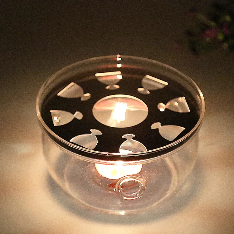 High-grade round shaped glass teapot warmer base