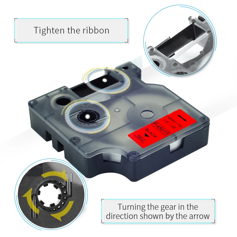 ORISON compatible dymo  D1 12mm dymo label tape 45017 12mm*4m black on red