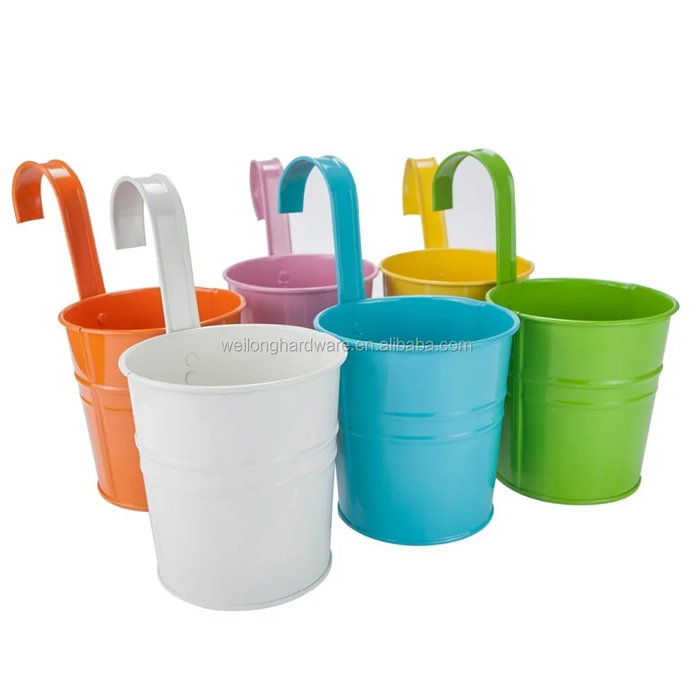 Colorful Metal Iron Hanging Flower Pot Vase Planter for Garden Patio Balcony