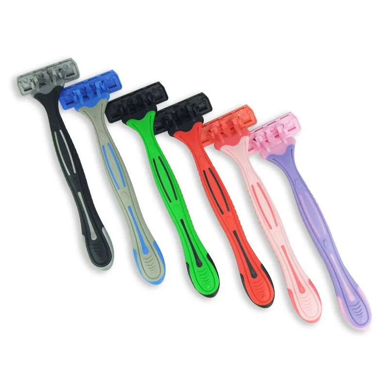 Wholesale Disposable Razor 3 Blade Rubber Handle Shaving Razor Blade For Women and Man