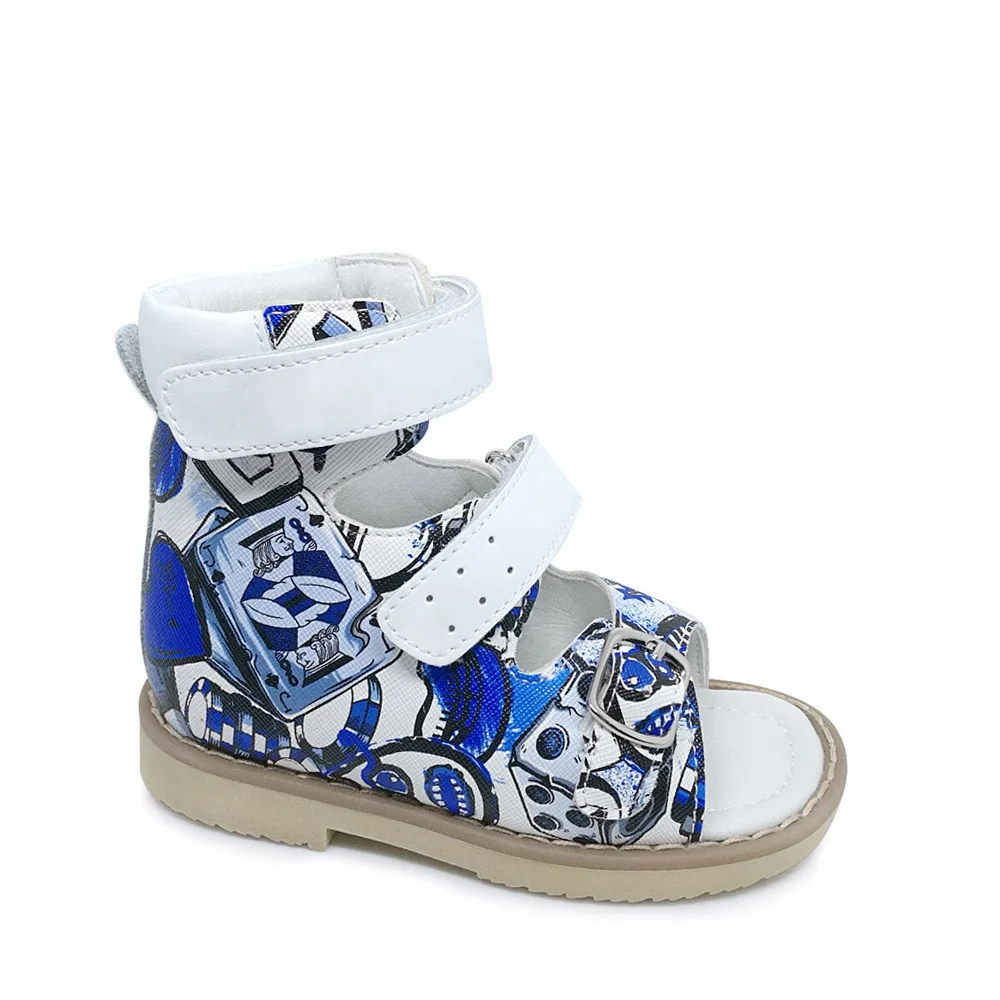 Colorful boys and girls medical patent leather sandals shoes for kids orthopedic shoes for club foot