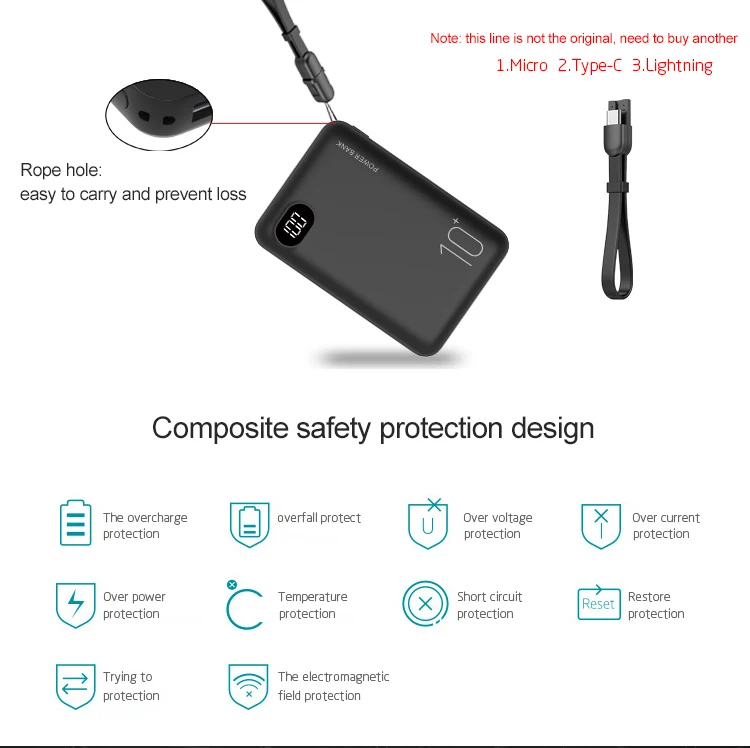 Best selling products  Customize logo portable Dual USB 10000mah LCD Indicator  mobile phone charger power bank
