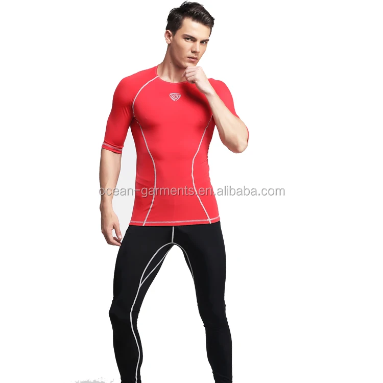 Mens Rash Guard Active Wear Running Workout Compression Base Layer Sport Wear Set