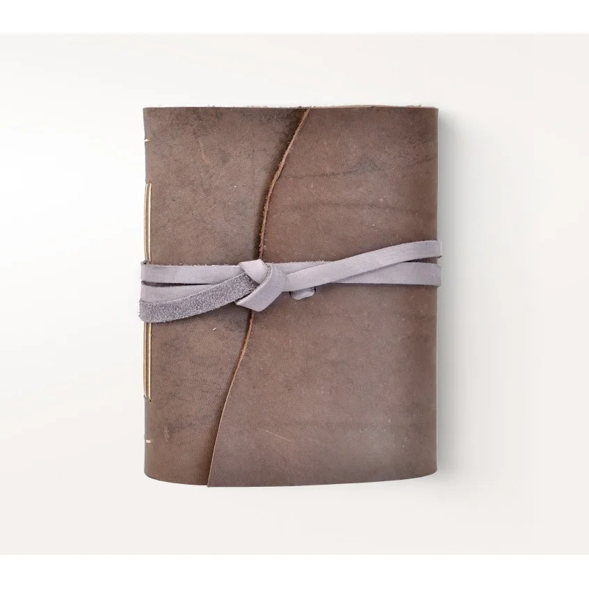 Unique bundled cow hide leather journal vintage with thread 6 small paper sheet books, natural raw leather journals handmade