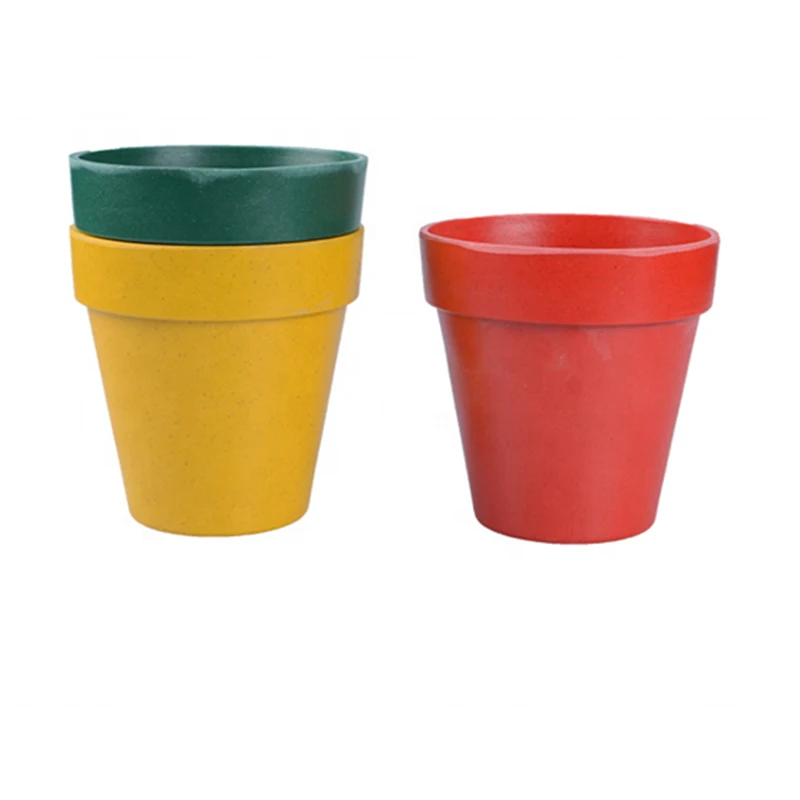 Wholesale High quality Wooden style bamboo fiber round garden flower pot