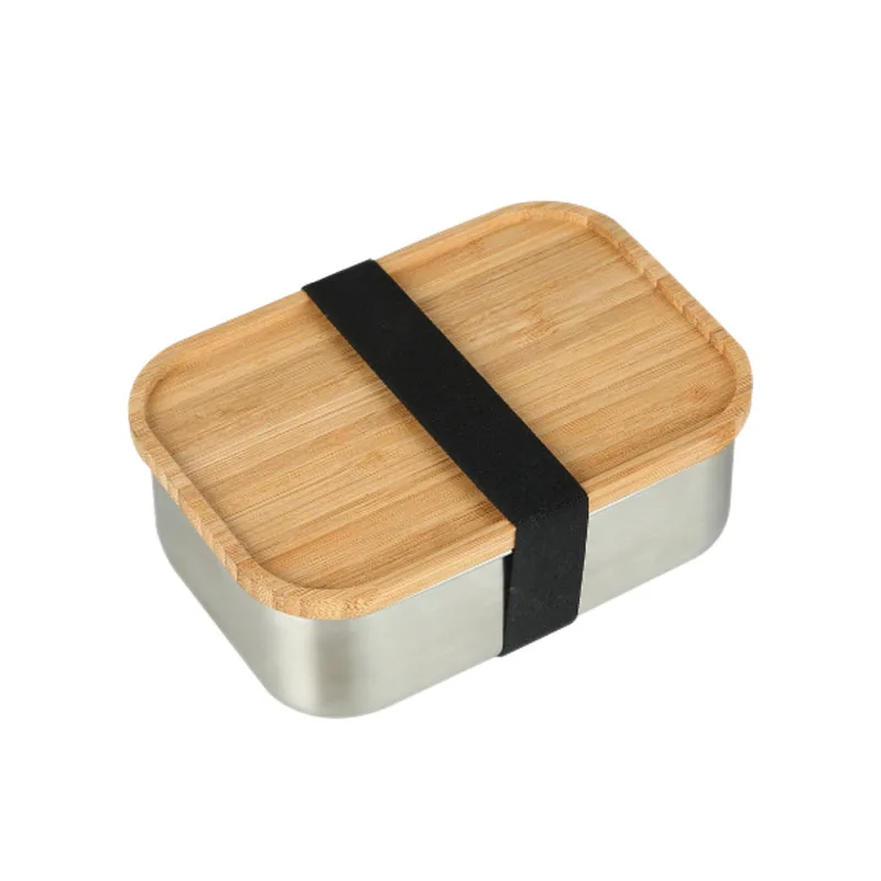 Eco friendly bamboo lip metal bento lunch box  School  Stainless Steel Lunch Containers camping bento Box