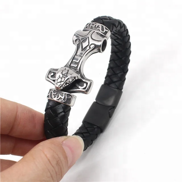 Yudan Jewelry Stainless Steel Scorpion Leather Bracelet