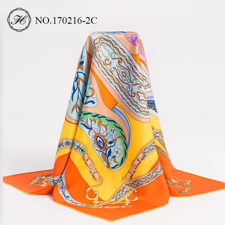 Manufacturer Fashionable Custom Scarf Spanish Scarves Silk Shawls Hand-Rolled Hem
