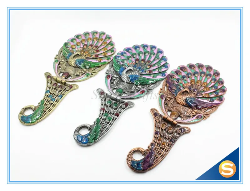 Peacock design princess hand mirror desktop mirror