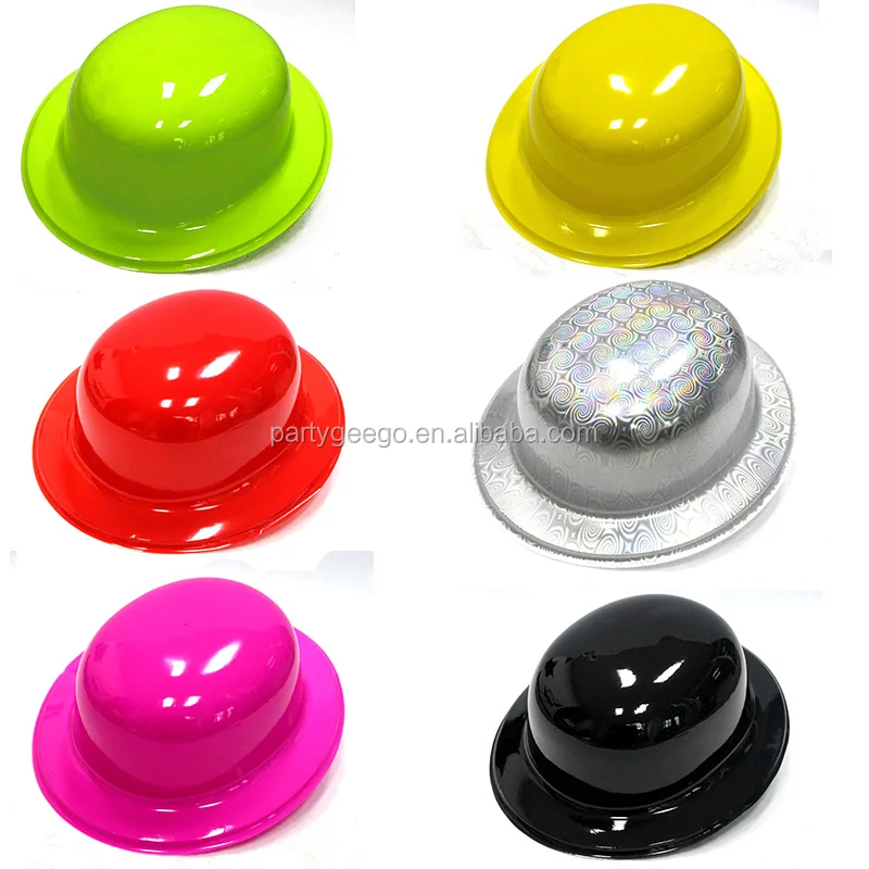 Factory Direct Sale Classic Party kit PVC Imprinted Stars Plastic Bowler Derby Hat