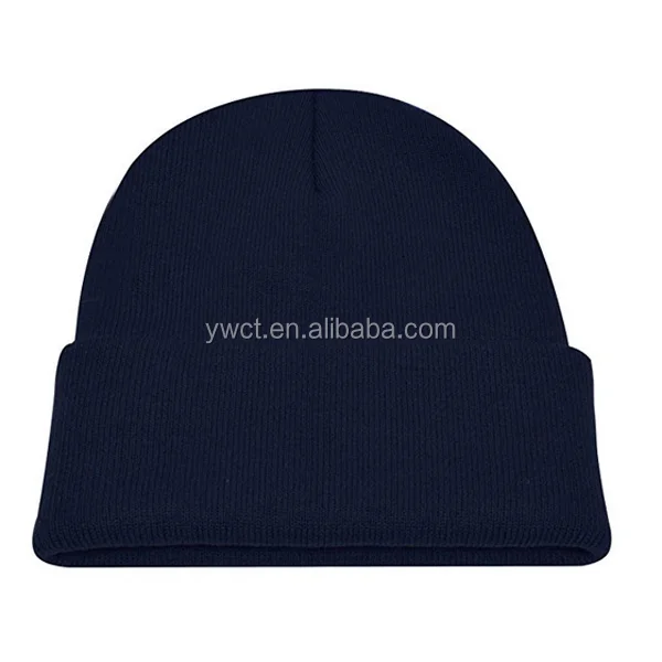 100%Acrylic oversized warmly Navy Blue Custom Knitted Skully Beanie Winter Hat Toque Caps